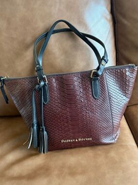 Dooney & Bourke Faux-Snake Leather Tote with Black Straps